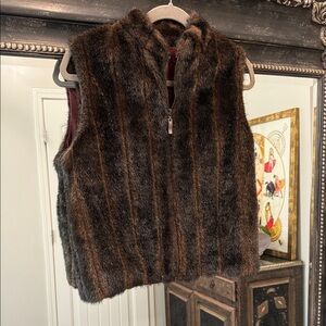 Faux Fur Vest in Brown and Black